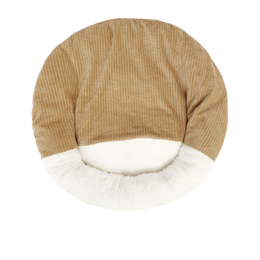 Charlie's Snookie Hooded Calming Dog Bed Large Iced Coffee Brown - Image 03