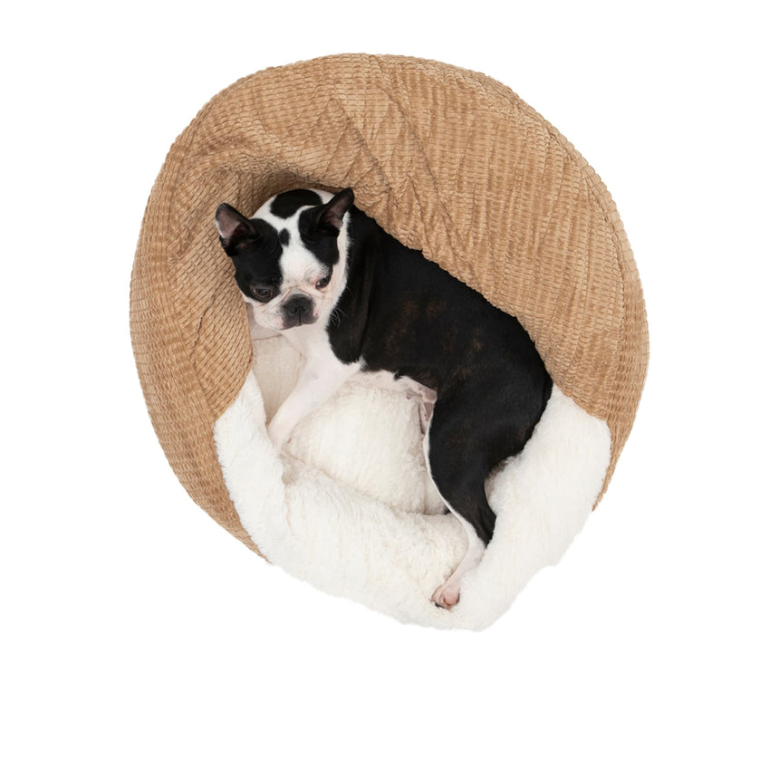 Charlie's Snookie Hooded Calming Dog Bed Large Iced Coffee Brown - Image 05