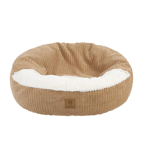 Charlie's Snookie Hooded Calming Dog Bed Small Iced Coffee Brown - Image 01