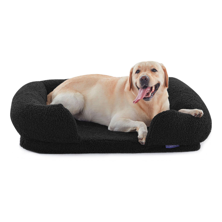 Charlie's Teddy Fleece Orthopedic Memory Foam Sofa Dog Bed Large Charcoal - Image 06