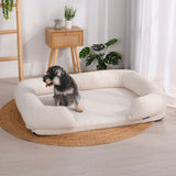 Charlie's Teddy Fleece Orthopedic Memory Foam Sofa Dog Bed Large Cream - Image 02