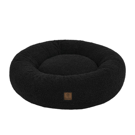 Charlie's Teddy Fleece Round Calming Dog Bed Large Charcoal - Image 01