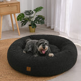 Charlie's Teddy Fleece Round Calming Dog Bed Large Charcoal - Image 02