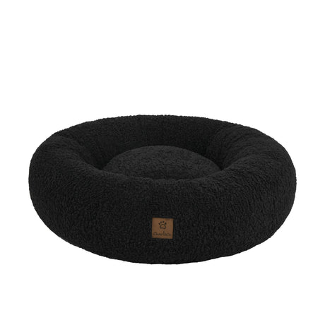 Charlie's Teddy Fleece Round Calming Dog Bed Medium Charcoal - Image 01