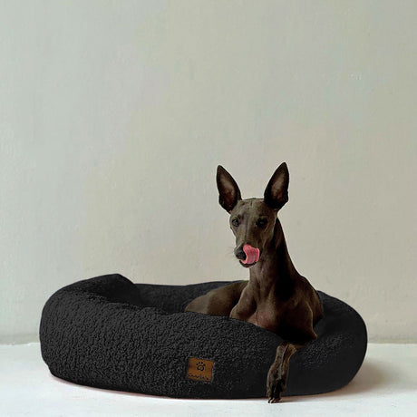 Charlie's Teddy Fleece Round Calming Dog Bed Medium Charcoal - Image 02