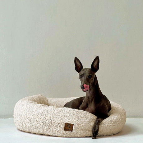 Charlie's Teddy Fleece Round Calming Dog Bed Medium Cream - Image 02