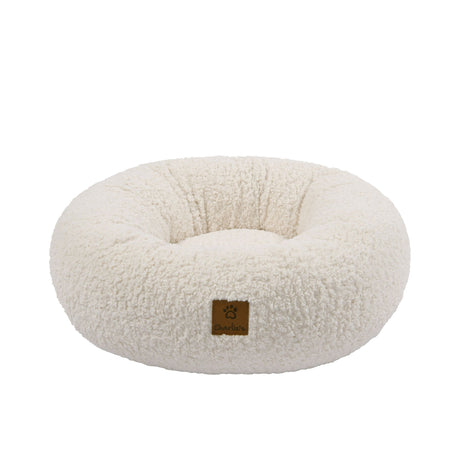 Charlie's Teddy Fleece Round Calming Dog Bed Small Cream - Image 01