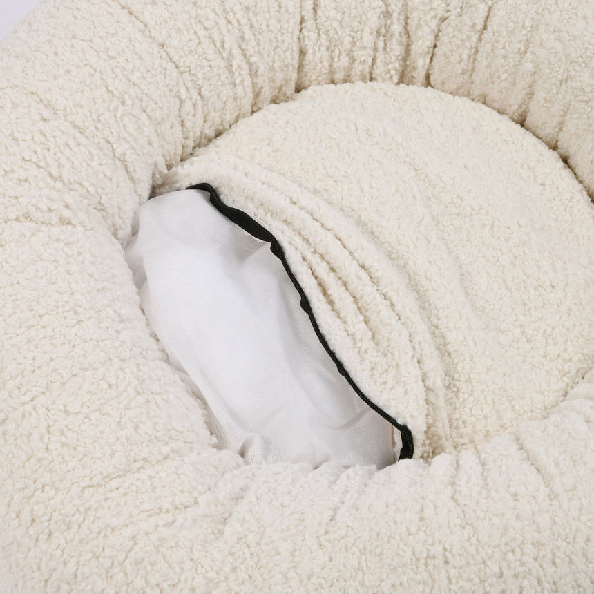 Charlie's Teddy Fleece Round Calming Dog Bed Small Cream - Image 04