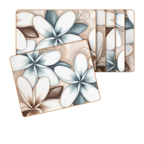 Cinnamon Ocean Frangipani Placemats Set of 6 - Image 01