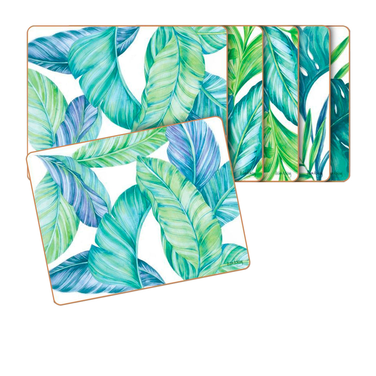 Cinnamon Tropical Leaves Placemats Set of 6 - Image 01