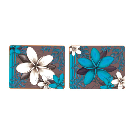 Cinnamon Rectangular Placemat Set of 6 Aqua Frangipani - Image 02