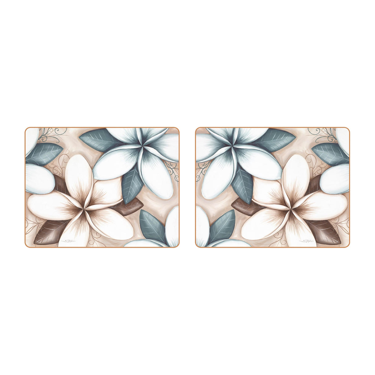 Cinnamon Rectangular Coaster Set of 6 Ocean Frangipani - Image 02