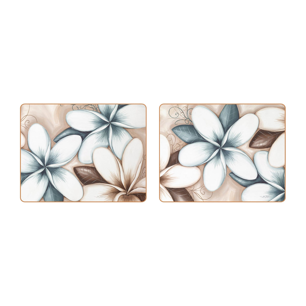 Cinnamon Rectangular Coaster Set of 6 Ocean Frangipani - Image 03