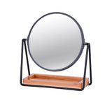 Clevinger Milan Round Vanity Mirror with Bamboo Tray Black - Image 01