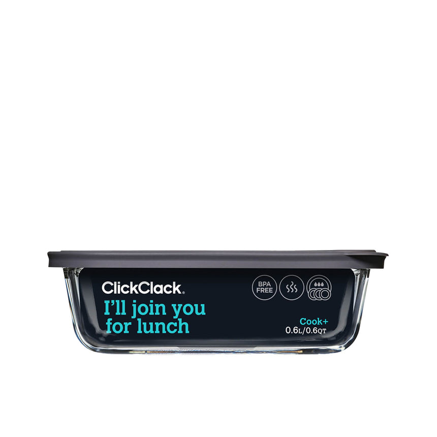 ClickClack Cook+ Rectangular Heatproof Glass Container 600ml - Image 01