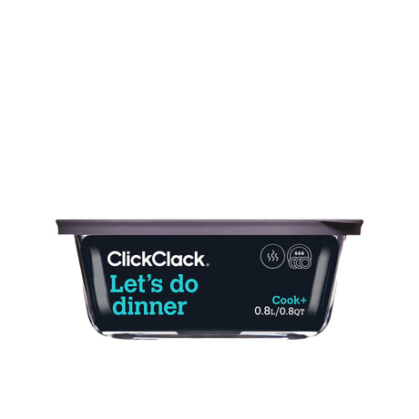 ClickClack Cook+ Square Heatproof Glass Container 800ml - Image 01