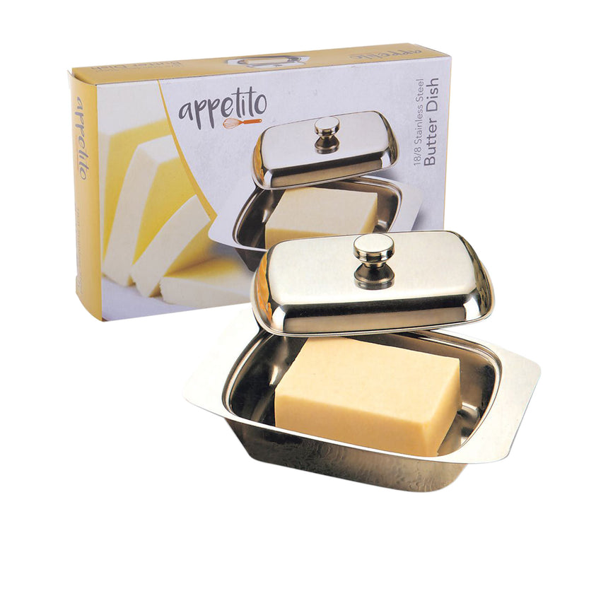 Appetito Stainless Steel Butter Dish with Cover - Image 02