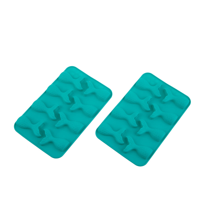 Daily Bake Silicone Mermaid 1.8 litre Cup Chocolate Mould Set of 2 Turquoise - Image 01