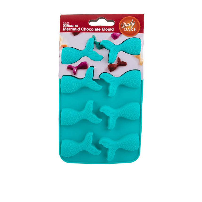 Daily Bake Silicone Mermaid 1.8 litre Cup Chocolate Mould Set of 2 Turquoise - Image 02