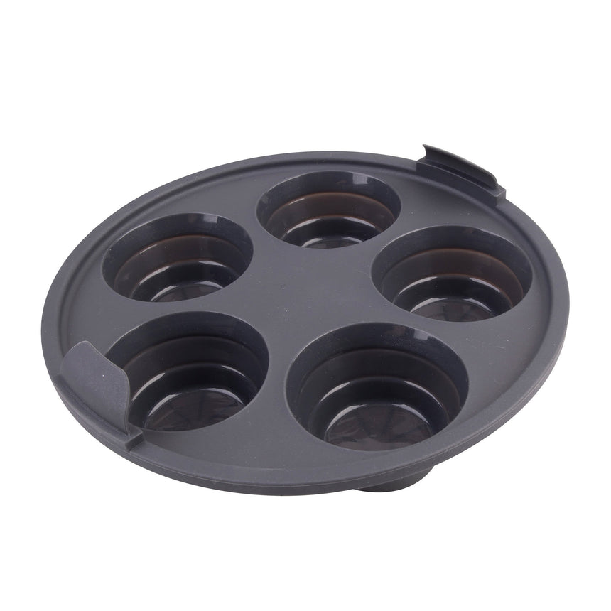 Daily Bake Silicone Round Collapsible 5 Cup Muffin Pan 22cm Charcoal - Image 01