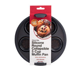 Daily Bake Silicone Round Collapsible 5 Cup Muffin Pan 22cm Charcoal - Image 02