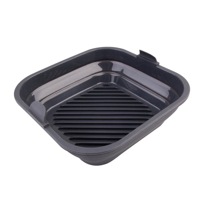 Daily Bake Silicone Square Collapsible Air Fryer Basket 22x22cm Charcoal - Image 01