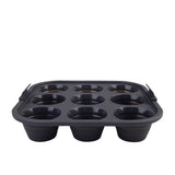 Daily Bake Silicone Square Collapsible 9 Cup Mini Muffin Pan 22x22cm Charcoal - Image 03