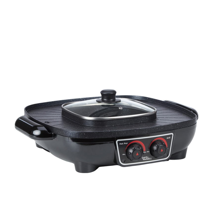 Davis & Waddell 2 in 1 Electric Steamboat Hotpot and Grill Black - Image 03