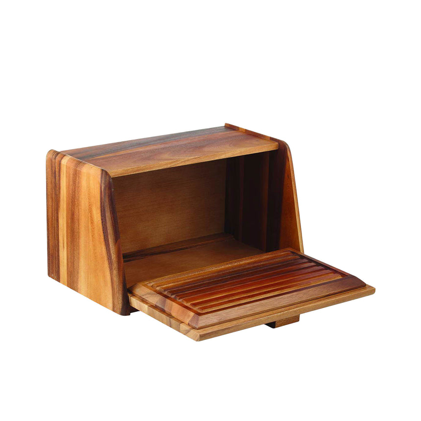 Davis & Waddell Acacia Wood Bread Box with Bread Board Lid - Image 01