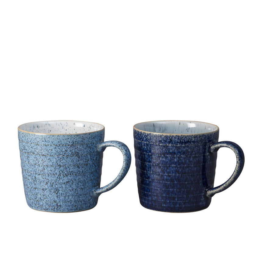 Denby Studio Blue Ridged Mug 400ml Set of 2 - Image 01