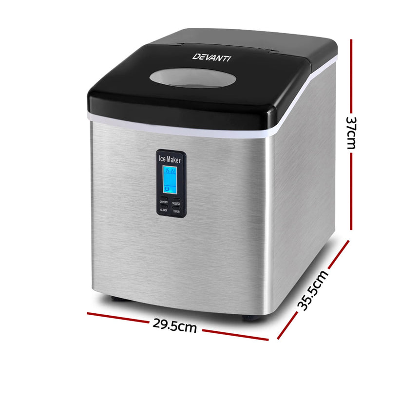 Devanti Portable Ice Maker 120W 3.2L Silver - Image 03