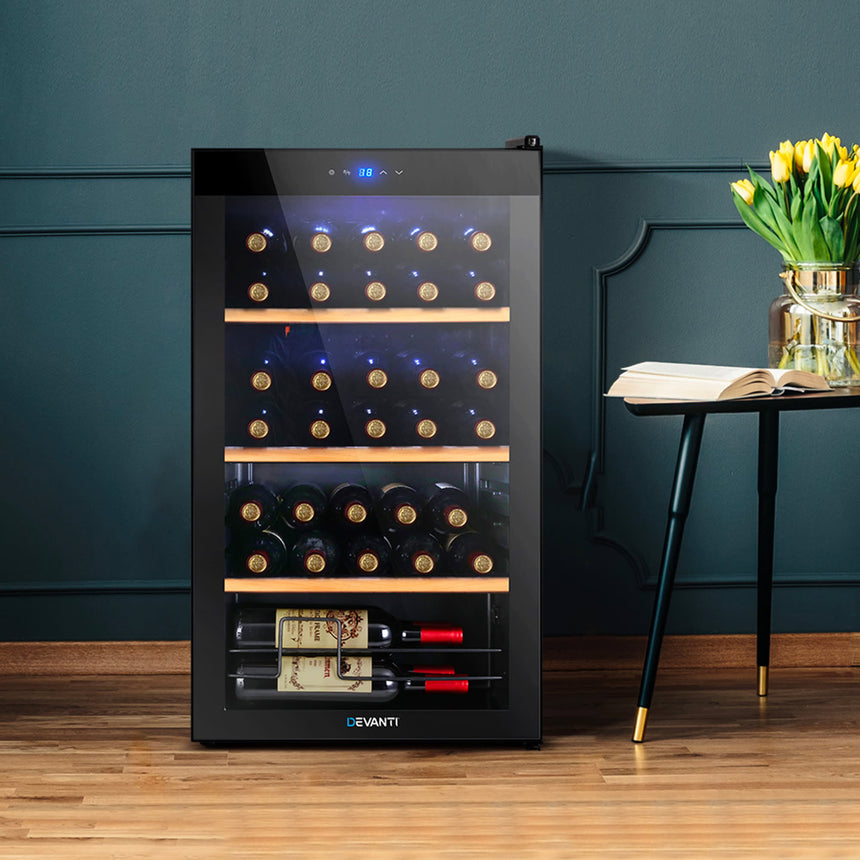 Devanti Wine Cooler 34 Bottle Black - Image 02