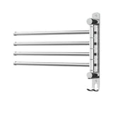 Devanti 4 Bars Wall Mounted Swivel Towel Rack Silver - Image 01