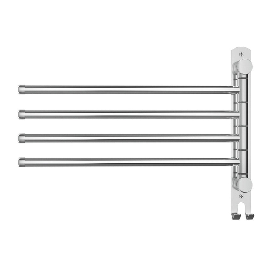 Devanti 4 Bars Wall Mounted Swivel Towel Rack Silver - Image 04