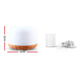 Devanti Aroma Diffuser with Light Wood Base 500ml White - Image 03