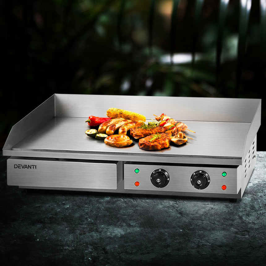 Devanti Commercial Electric Griddle BBQ - Image 02