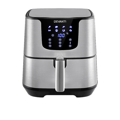 Devanti Digital Air Fryer 7L Stainless Steel - Image 01