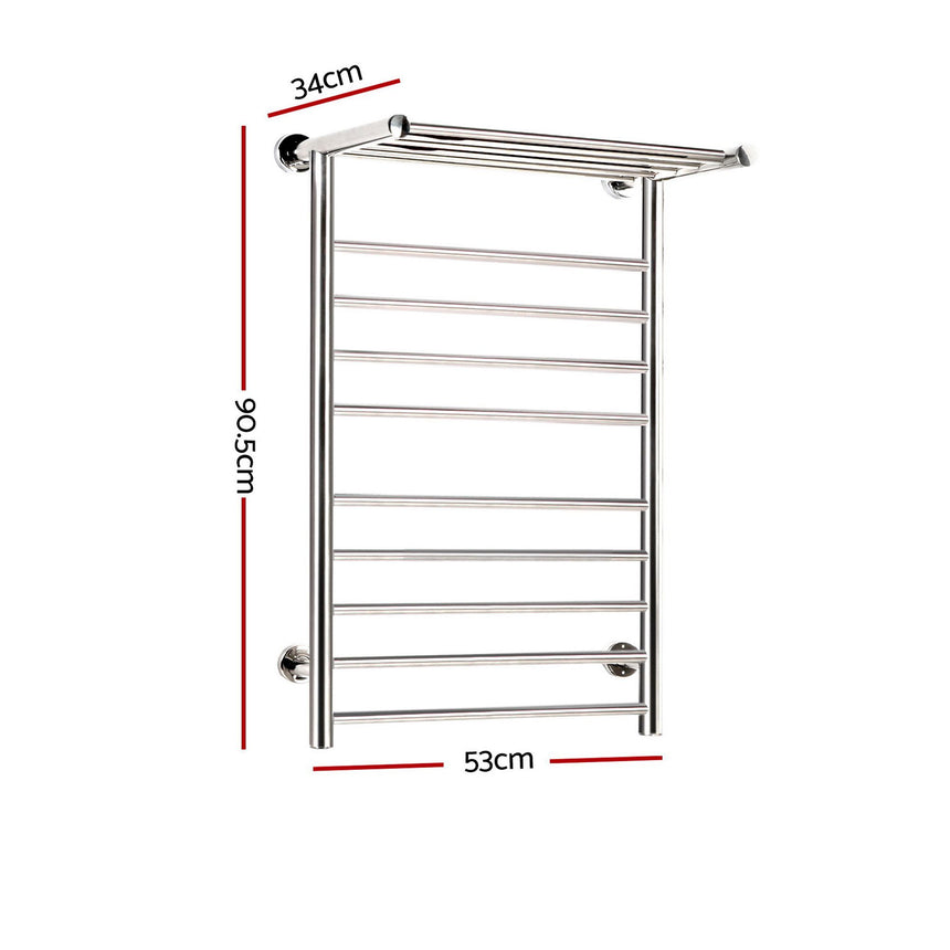 Devanti Wall Mounted 14 Bar Heated Towel Rail - Image 03