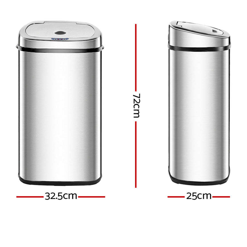 Devanti Motion Sensor Bin 50L Silver - Image 05