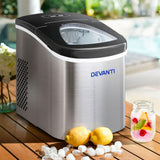 Devanti Portable Ice Cube Maker 2.4L Stainless Steel - Image 02