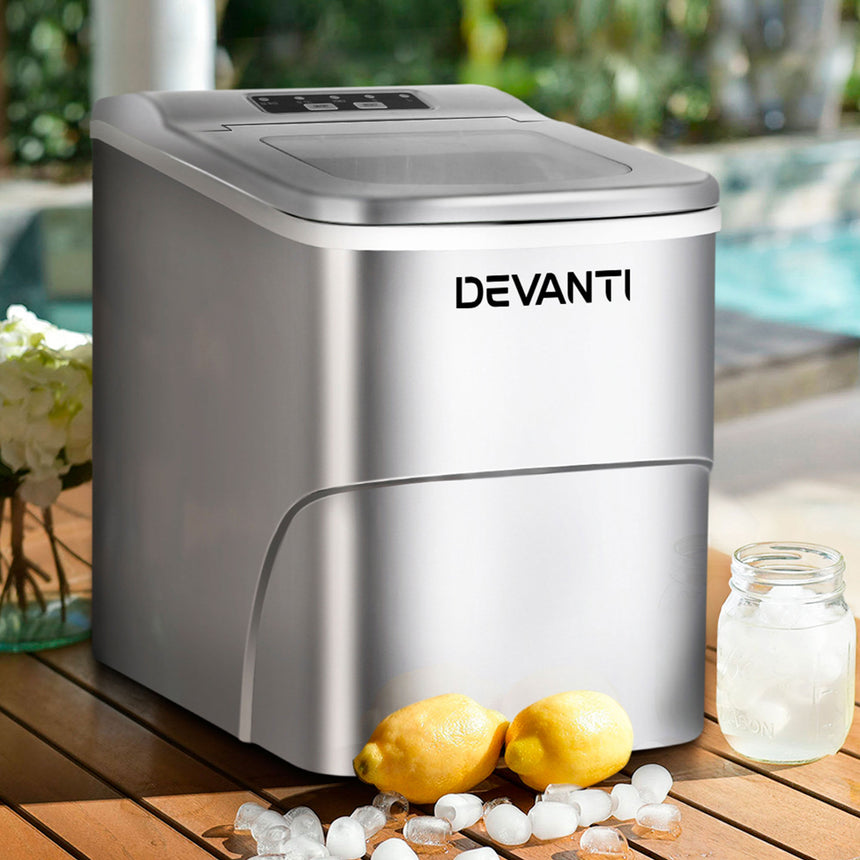 Devanti Portable Ice Cube Maker 2L Silver - Image 02