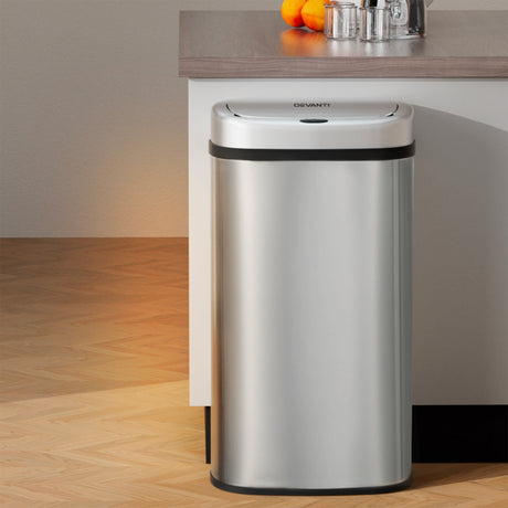 Devanti Motion Sensor Bin 60L Stainless Steel - Image 02