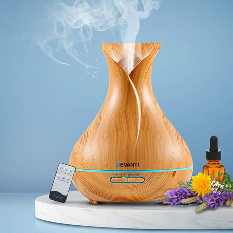 Devanti Aroma Diffuser 400ml Light Wood Vase - Image 02