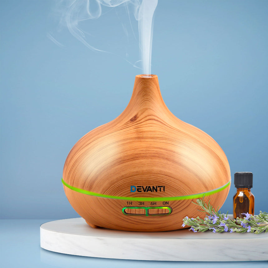 Devanti Aroma Diffuser 300ml Light Wood Grain - Image 02