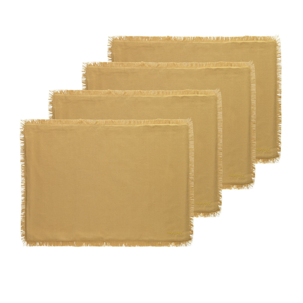 Ecology Fray Rectangular Placemat Set of 4 Dijon - Image 01