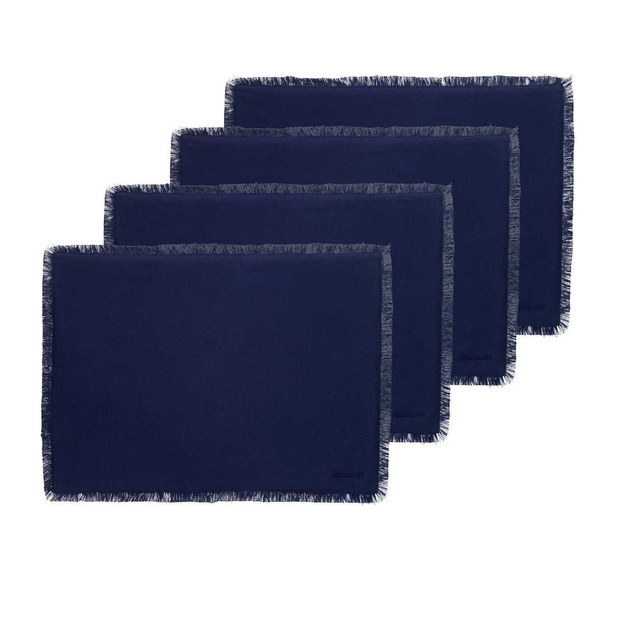 Ecology Fray Rectangular Placemat Set of 4 Lapis - Image 01