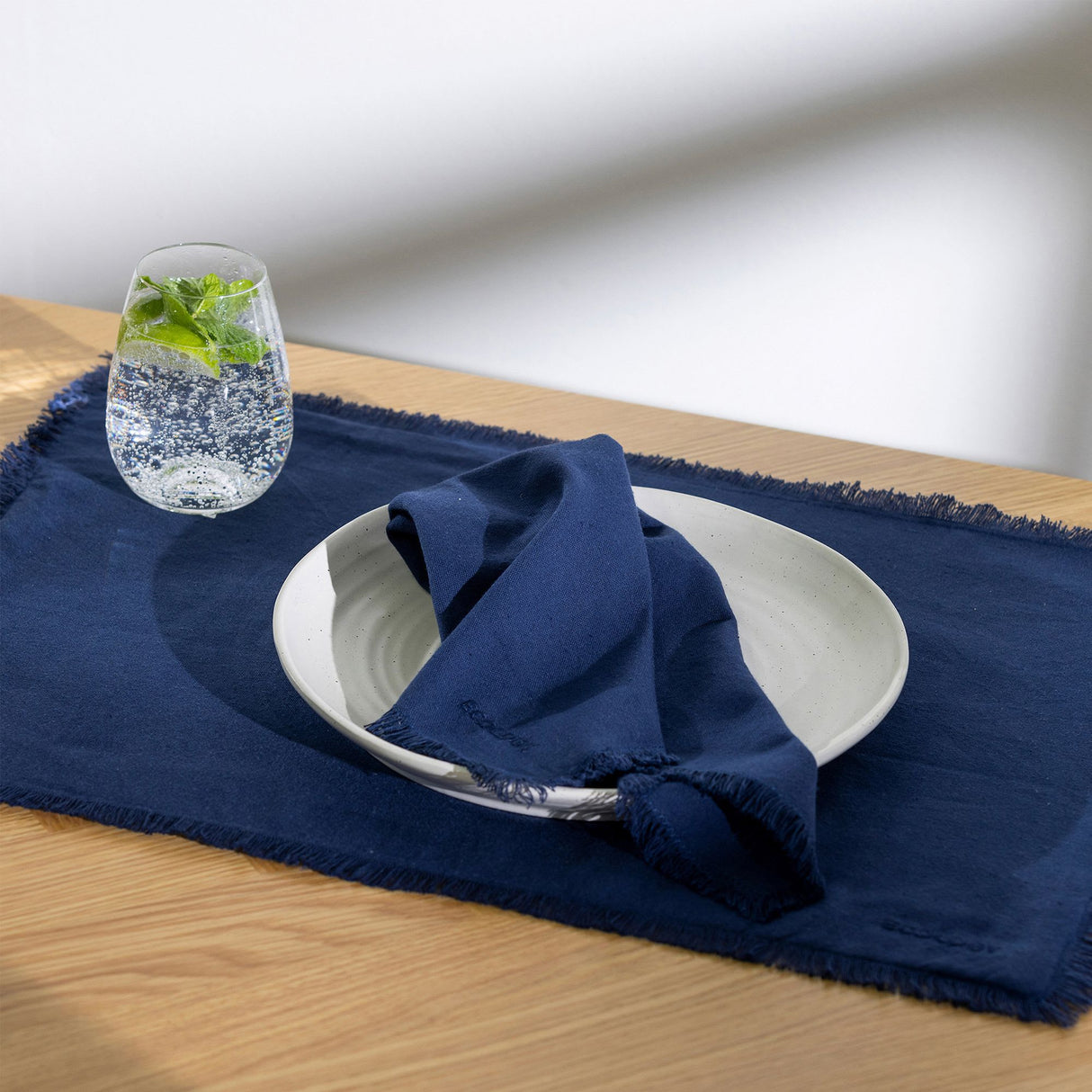 Ecology Fray Rectangular Placemat Set of 4 Lapis - Image 02