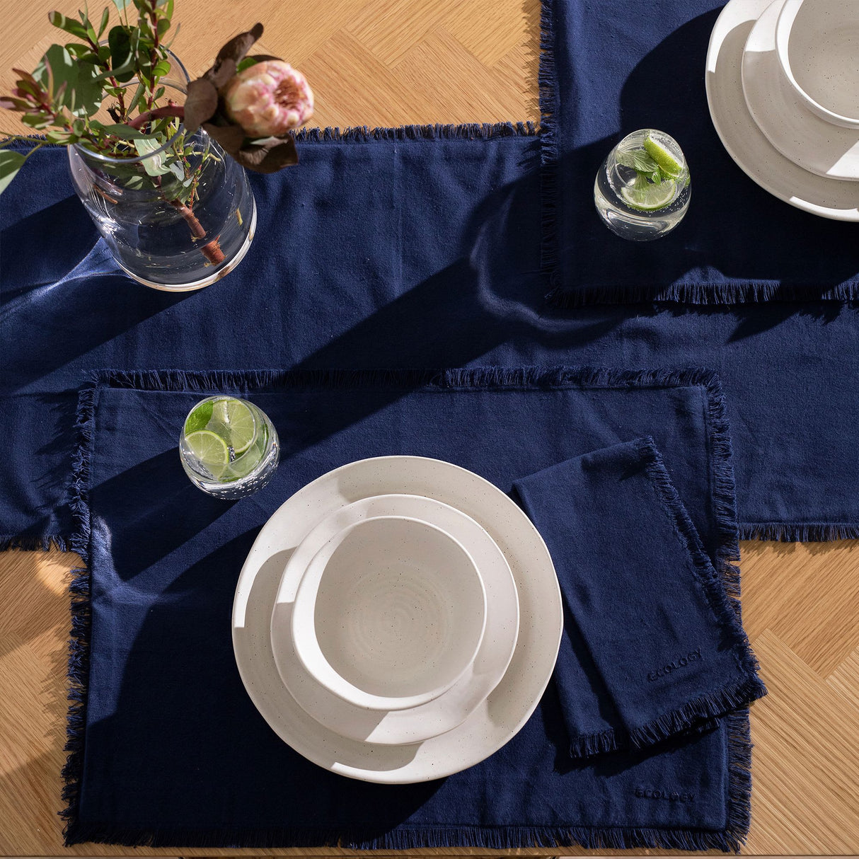 Ecology Fray Rectangular Placemat Set of 4 Lapis - Image 05