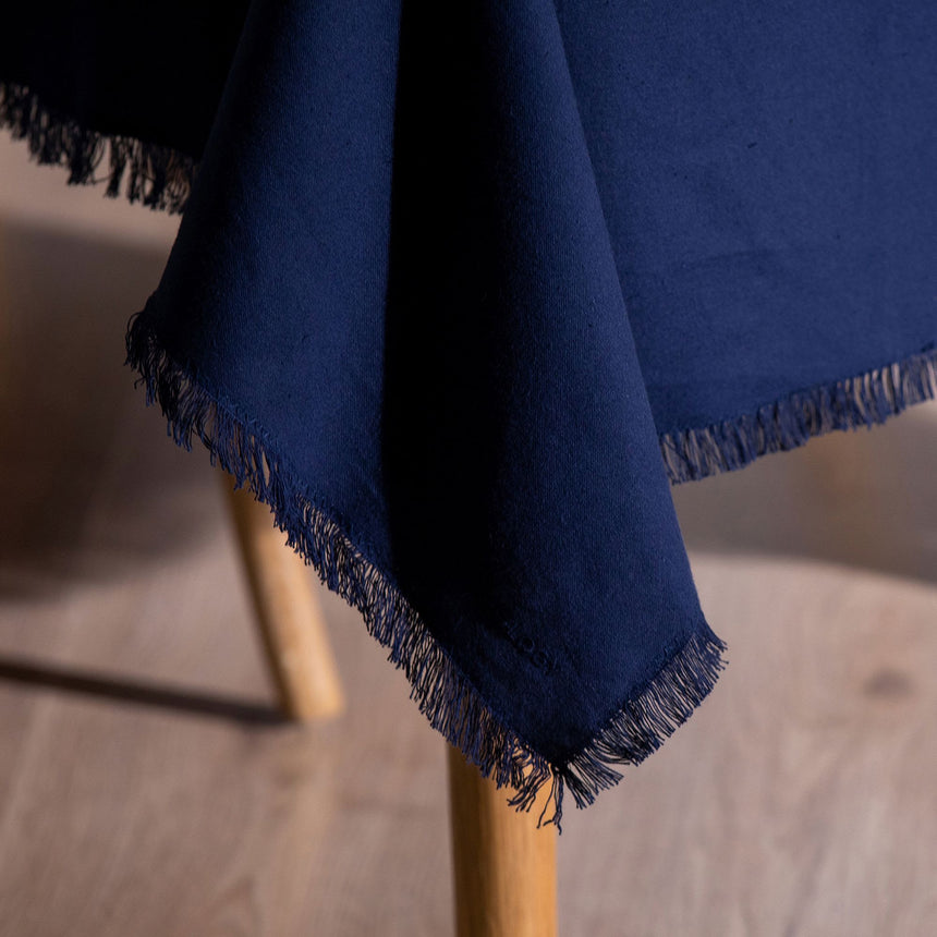 Ecology Fray Small Table Cloth 150x240cm Lapis - Image 03