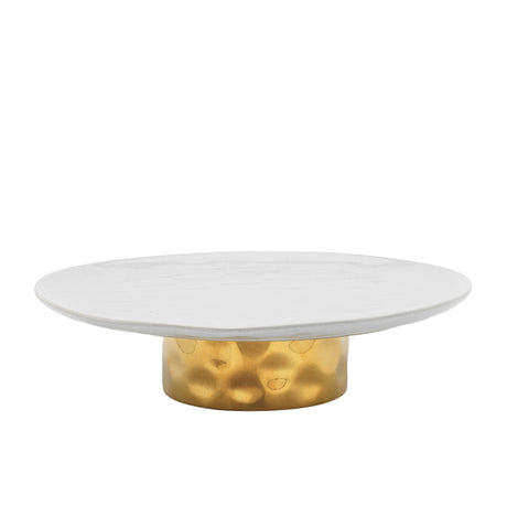 Ecology Speckle Footed Cake Stand 32cm Milk and Gold - Image 01